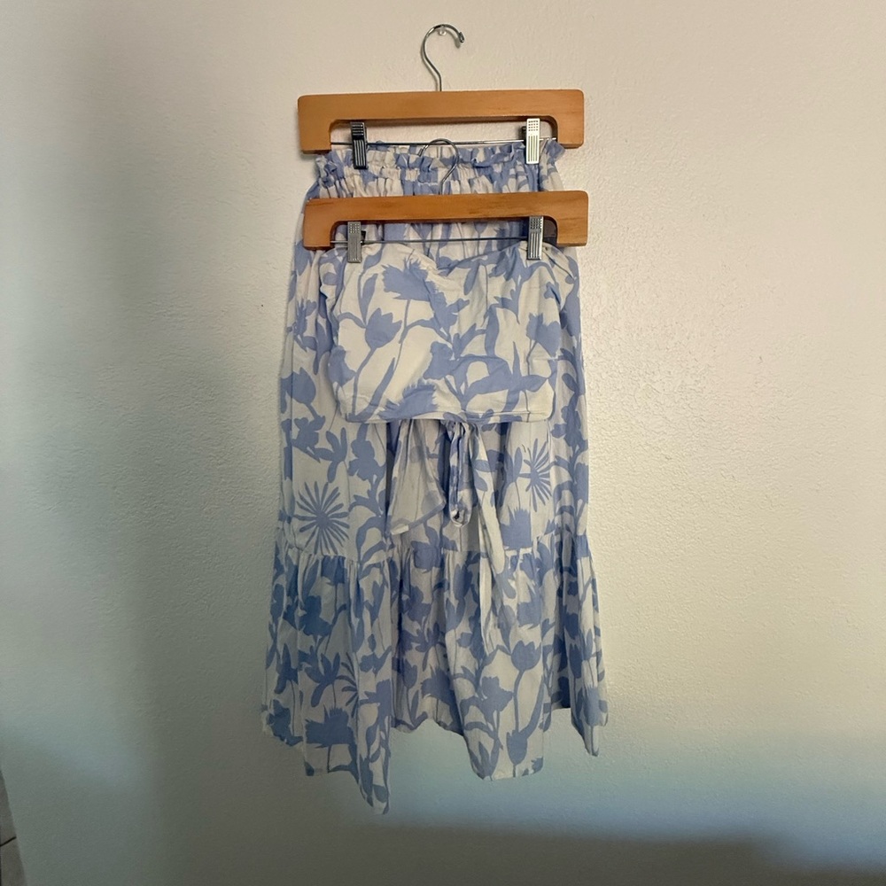 2 Piece Floral Blue and White Women's Skirt